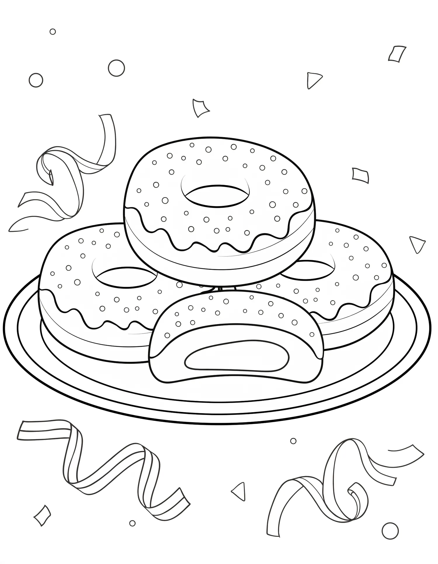Beignets de Carnaval, Coloriage pâtisserie à imprimer gratuitement